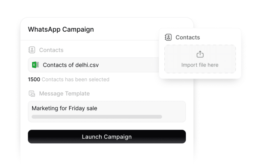 WhatsApp interface for launching a bulk messaging campaign
