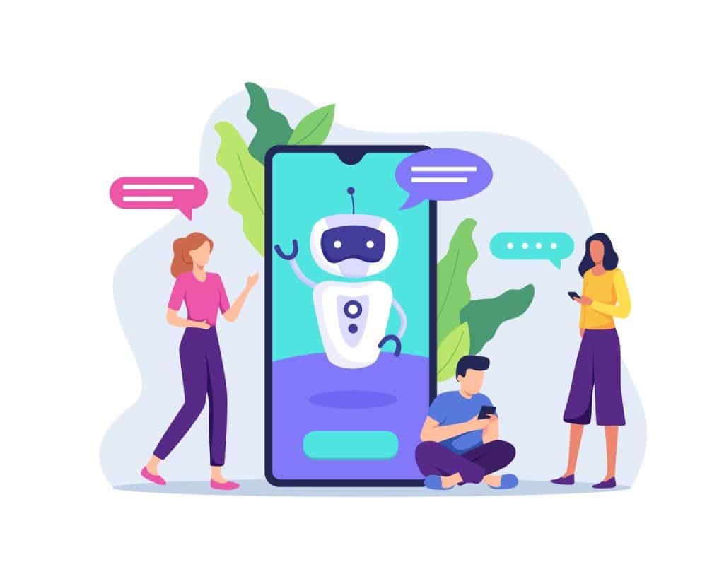 People engaging in conversation with a chatbot
