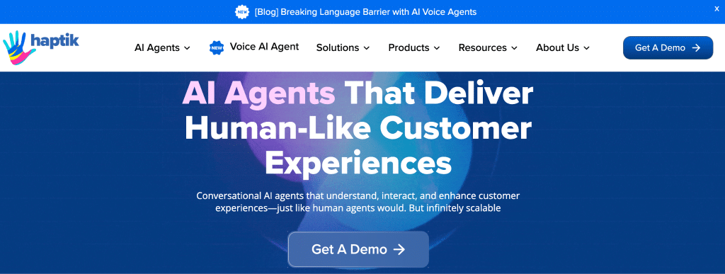 Haptik customer support chatbot