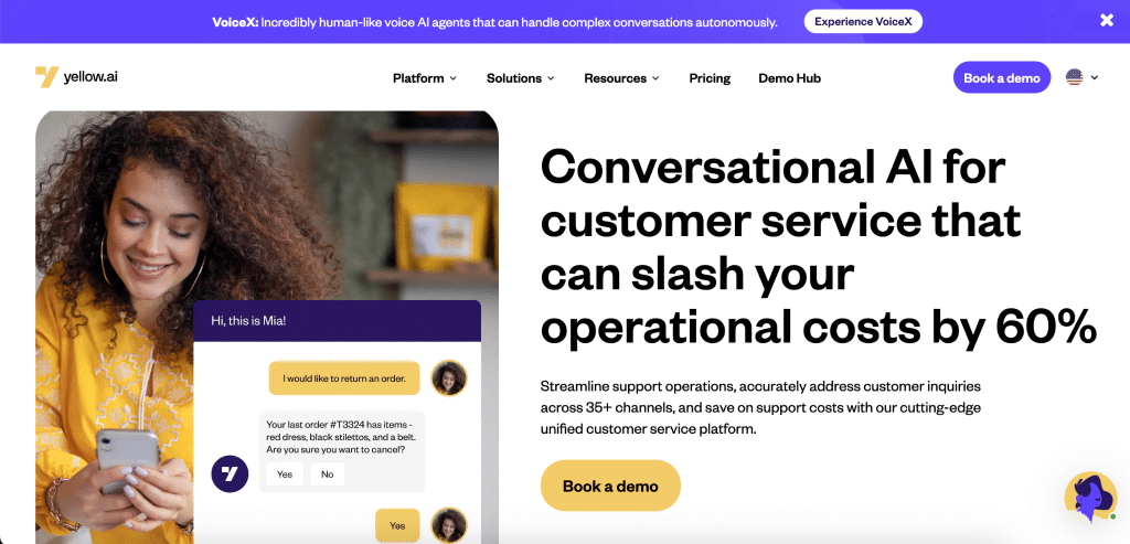 Yellow.ai customer chatbot