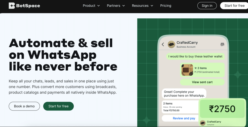 BotSpace whatsapp chatbot