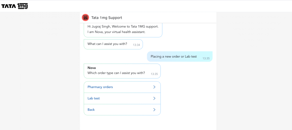 Tata 1mg chatbot