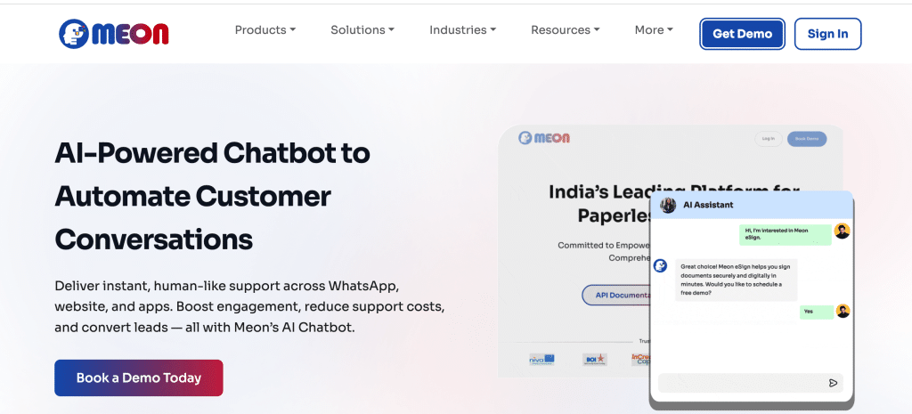 Meon AI powered chatbot
