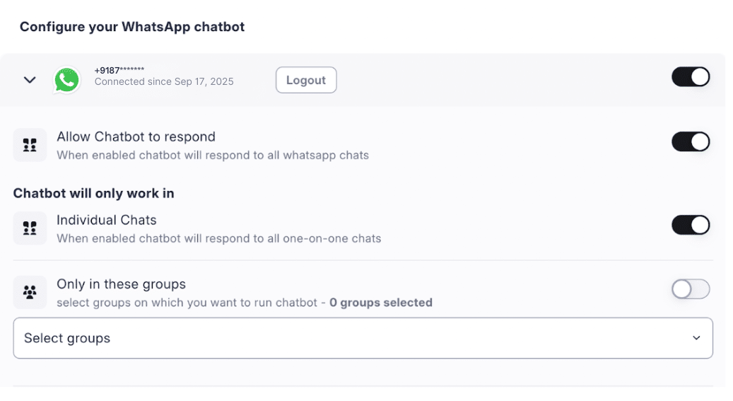 JoyzAI chatbot working on native WhatsApp without API