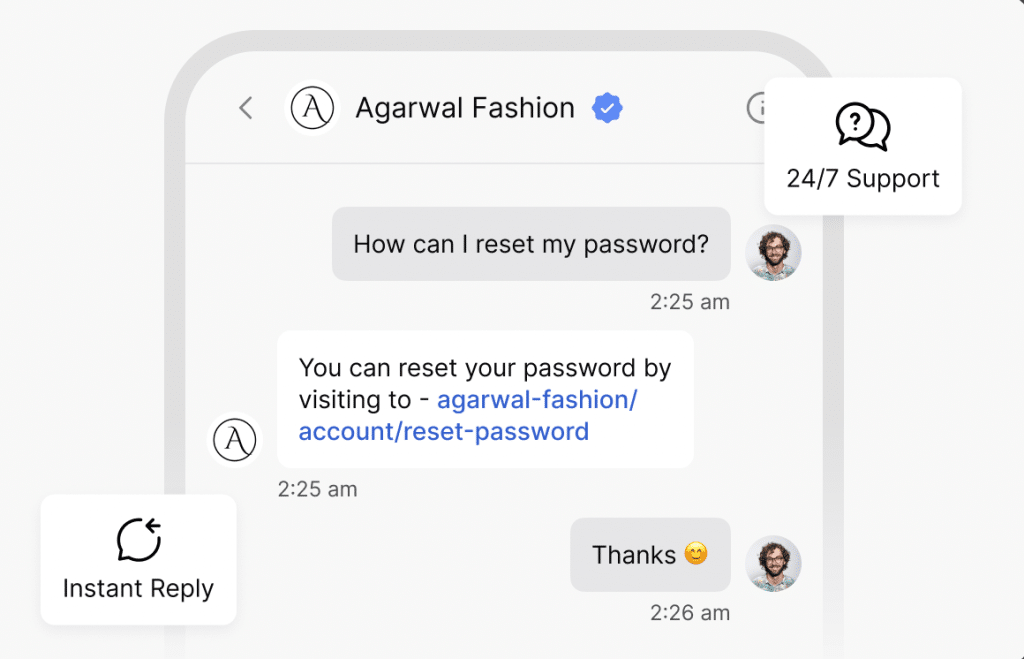 Chatbot providing instant password reset support 24/7