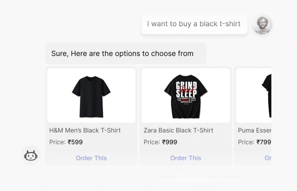JoyzAI suggesting black t-shirts for purchase