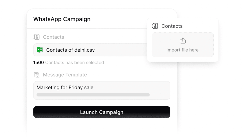 WhatsApp interface for launching a bulk messaging campaign