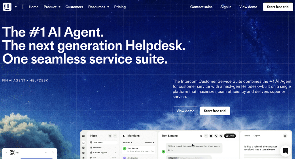 See Intercom’s #1 AI Agent and next-gen helpdesk suite