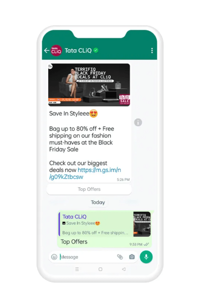 Tata CLiQ personalised WhatsApp offers in real time