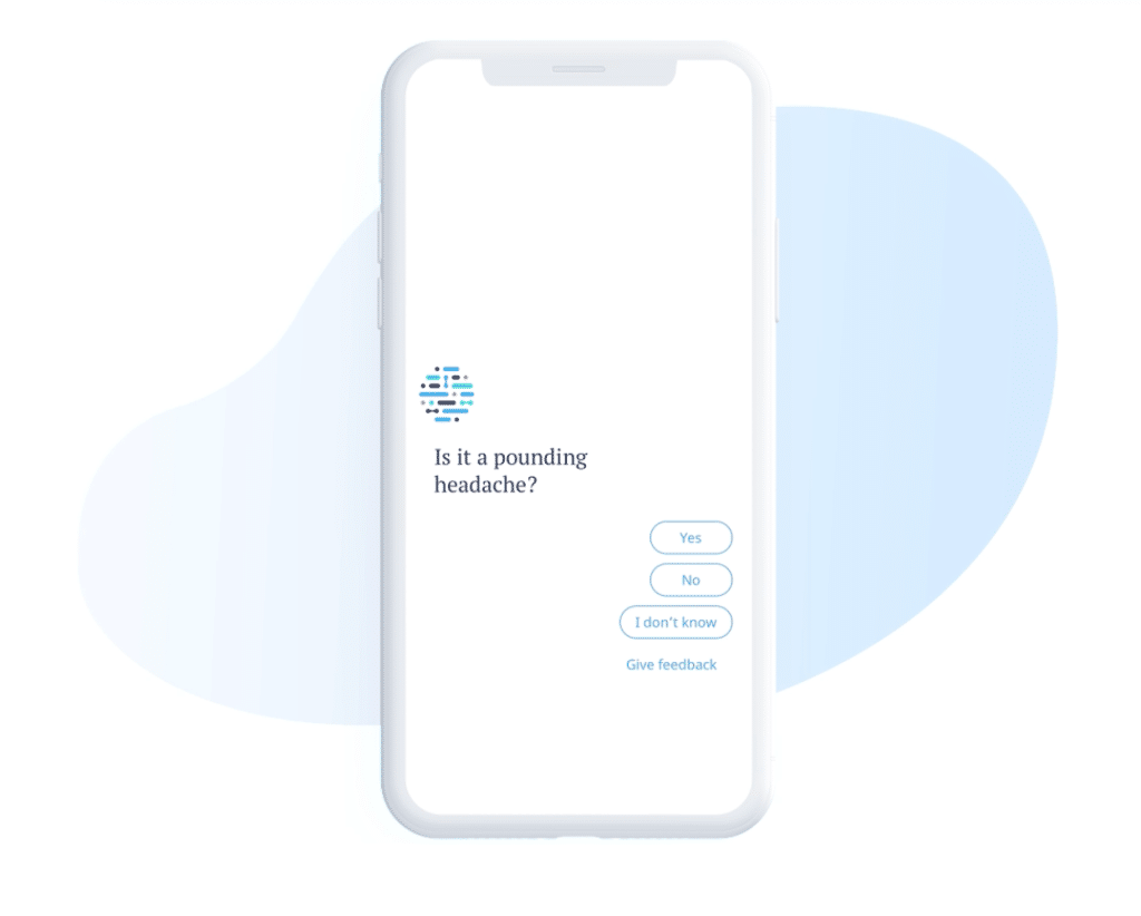 Smartphone screen displaying a medical symptom checking question