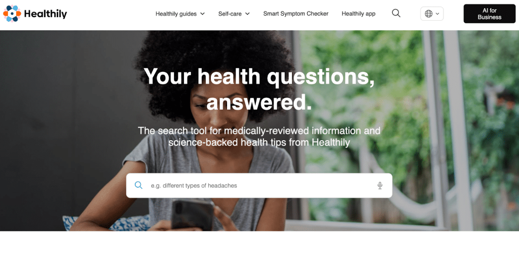 Healthily homepage to answer health questions using science-backed tips
