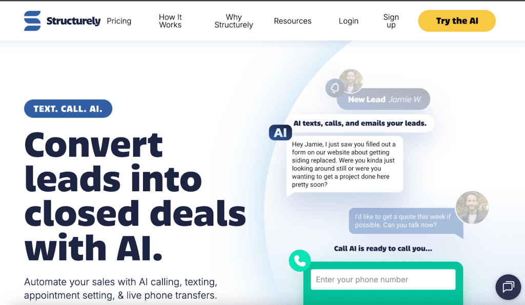 Structurely in best real estate chatbot