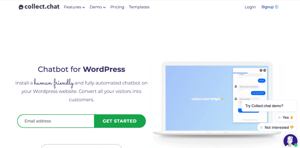 Install Collect.chat to convert WordPress visitors