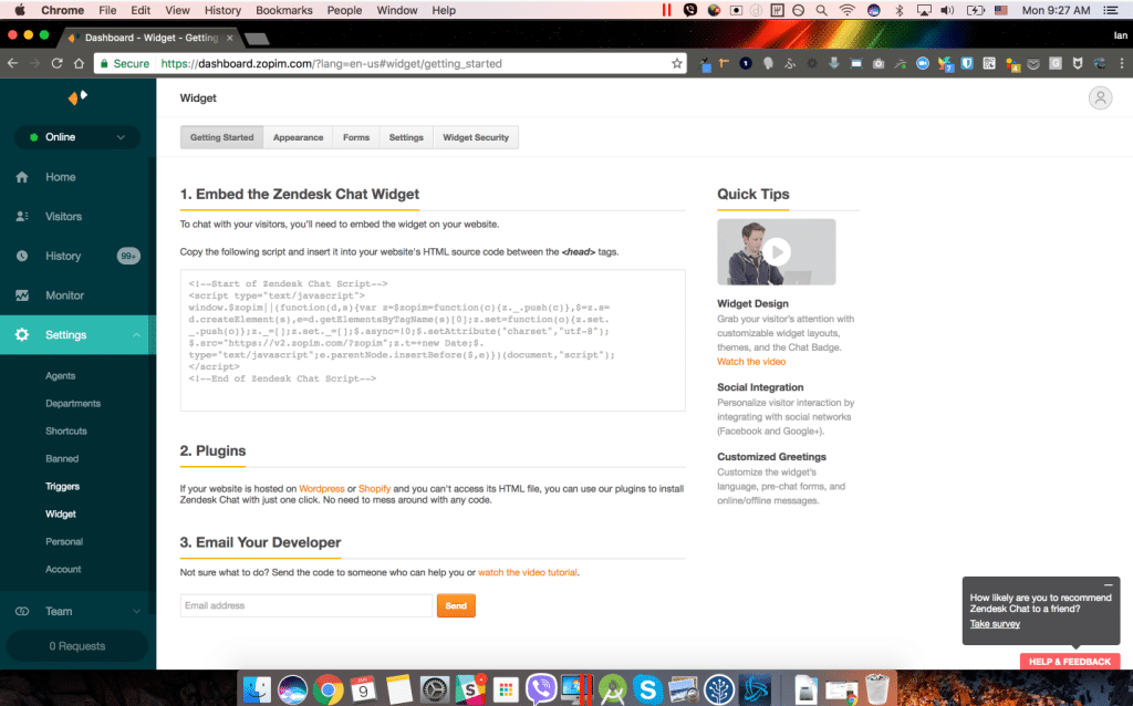 Install Zendesk chatbot to manage WordPress support tickets