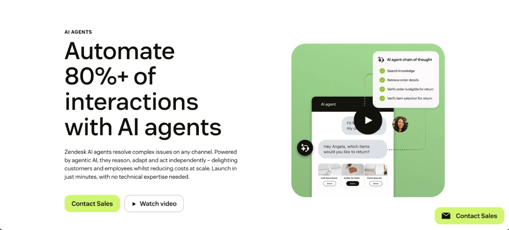 Zendesk AI agents resolve complex issues on any channel.